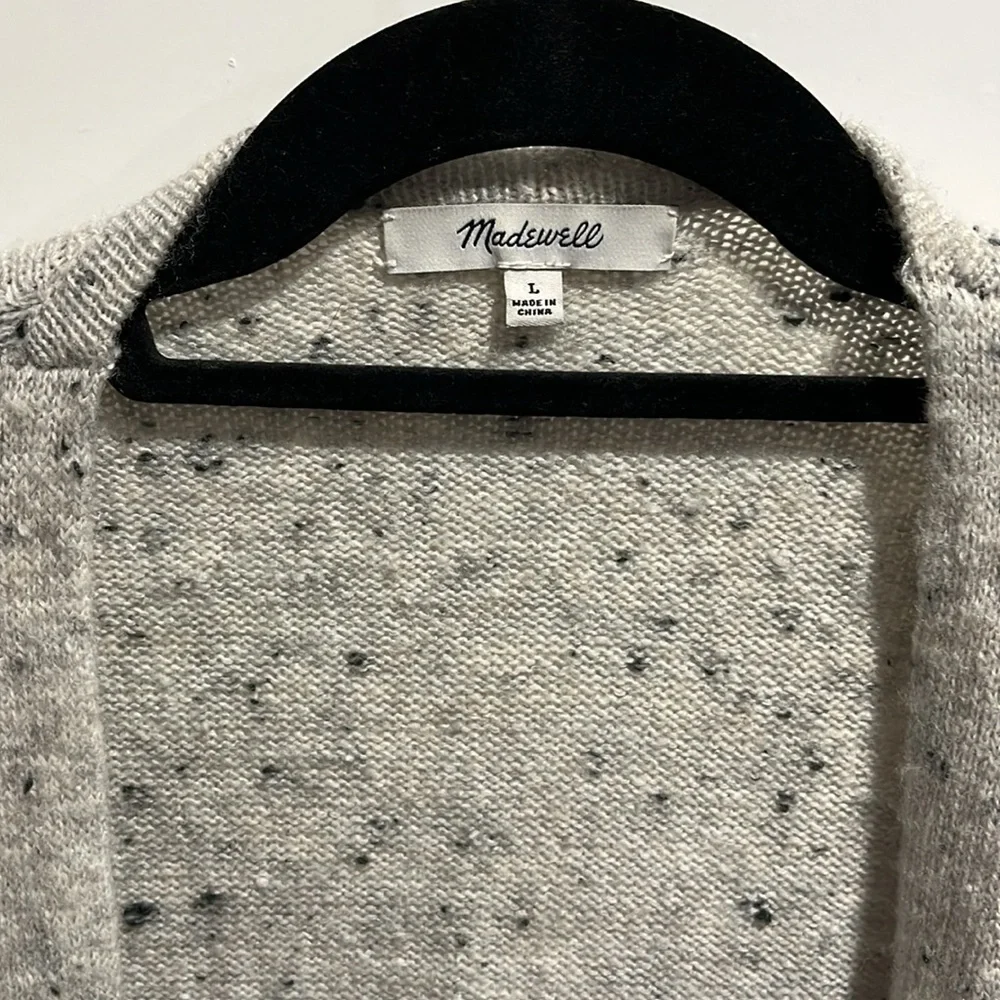 Madewell Cardigan Gray Speckled Donegal Kent Sweater Coziest Yarn Open Front